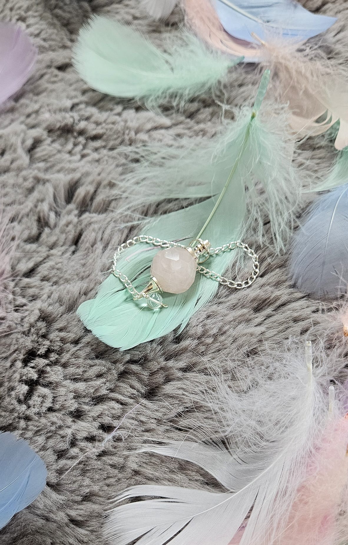 Pendule en gemme - Quartz Rose